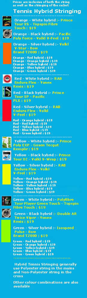 Tennis Restring List A